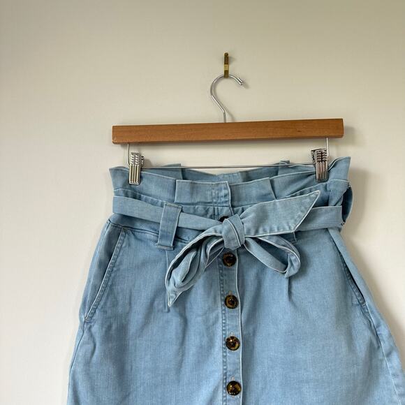 Spartina 449 Neveah Denim Button Front Belted Skirt Blue 6 - Picture 4 of 9